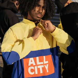 NWT Men's All City by Just Don Retro Colorblock Windbreaker Size M Yellow Blue